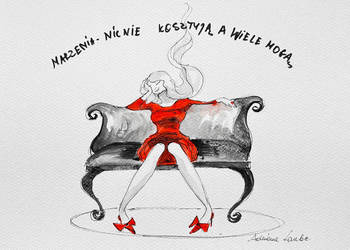 "Marzenia wiele mogą" praca akwarelami oraz piórkiem artystki Adriany Laube