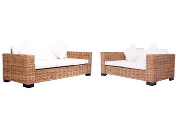 Zestaw 2 sof ogrodowych z poduszkami naturalny rattan WM-276283