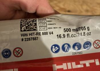 Klej HILTI RE-500500ml 25 sztuk ważne do końca 2024 NOWY !!!