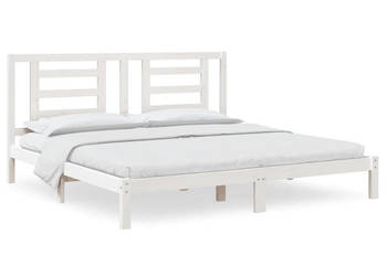 Łóżko bez materaca białe lite drewno sosnowe 200x200 cm WM-3104369