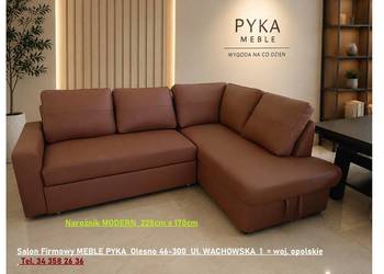 Nowy Narożnik Modern / SKÓRA NATURALNA / 225 x 170 cm / ze spaniem/ OUTLET