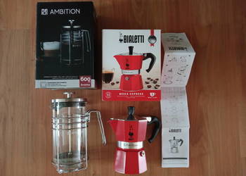 Kawiarka Bialetti 3tz 130ml + Ambition zaparzacz herbaty kawy 600ml  NOWE