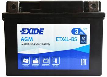 Akumulator moto EXIDE ETX4L-BS 12V 3Ah 50A-DARMOWY DOWÓZ