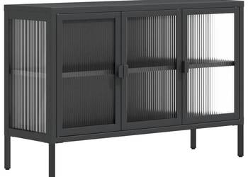 Szafka, czarna, 105x35x70 cm, szkło i stal（SKU:353002）