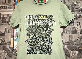 Chłopięca Koszulka Zielona T-Shirt Krótki Rękaw Nadruk Destination 158