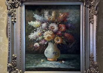 Ogromny obraz 87/77 cm na płótnie przepiękna rzeźbiona rama