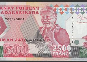 MADAGASKAR 2500 FRANKÓW 1993 - STAN BANKOWY UNC