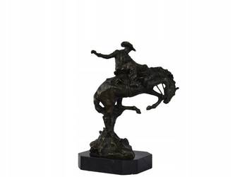 Kowboj na Koniu - Dziki Zachód - Rodeo - Figura Rzeźba z Brązu na Marmurze