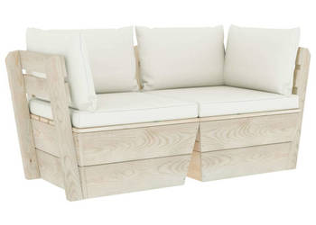 Ogrodowa sofa 2-osobowa z palet z poduszkami drewno świerkowe WM-3063386