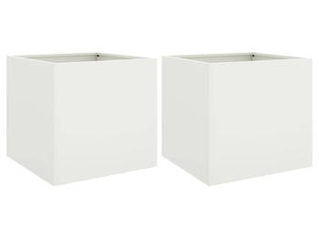 Donice 2 szt. białe 42x40x39 cm stal WM-841550