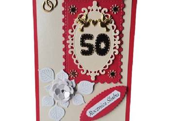 Kartki Pamiątka 50 Lecie Ślubu Gołębie Łączone B6 Czerwień – Krem