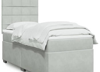 Łóżko kontynentalne z materacem jasnoszare aksamit 80x200 cm WM-3290762