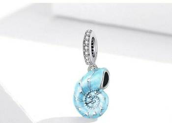 Pandora charm Moments bransoletka zawieszka muszla amonit niebieska