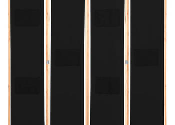 Parawan 4-panelowy czarny 160x170x4 cm tkanina WM-248184