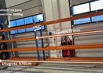 Regał magazynowy STOW pod opony samochodowe H250cm G60cm trawers 270cm