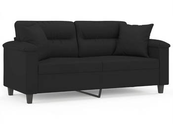 2-osobowa sofa z poduszkami czarna 140 cm mikrofibra WM-3200974