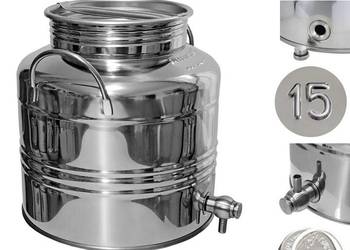 Beczka beczułka bańka antałek stal nierdzewna z kranem inox 15L na napoje