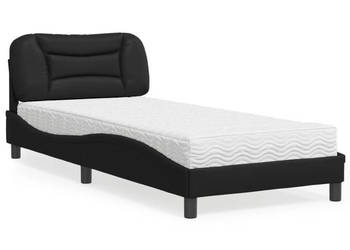 Łóżko z materacem czarne sztuczna skóra 80x200 cm WM-3208682