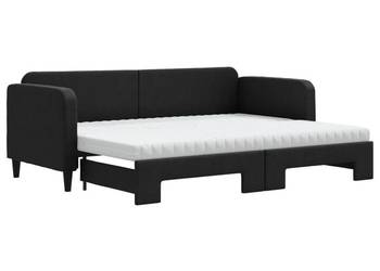 vidaXL Leżanka rozsuwana z materacami, czarna, 80x200 cm,(SKU:3196831)