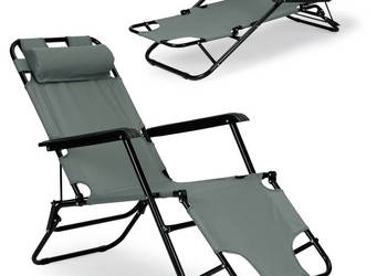 Leżak ogrodowy z zagłówkiem składana konstrukcja szary MultiGarden