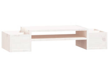 Podstawka na monitor biała 70x275x15 cm lite drewno sosnowe WM-813965