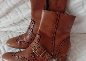 (38) Real Leather/ Skórzane Botki biznesowe z Londynu