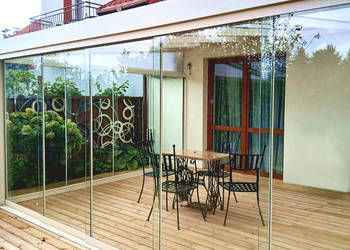 Szyby przesuwne Ścianki szklane Drzwi na taras do altany pergoli 4 tory