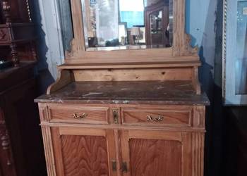 Toaletka z Lustrem Kryształowym i Marmurem , Dąb