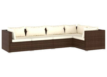 5-cz. zestaw wypoczynkowy do ogrodu poduszki rattan PE brąz WM-3101690