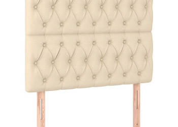 Zagłówek do łóżka z LED kremowy 90x7x118/128 cm tkanina WM-3122747