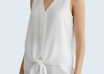 Damska bluzka biała len na szerokich ramiączkach Greenpoint 42/XL