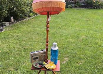 Lampa stojąca z abażurem prl