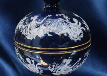 Vintage Włochy florencka  kobaltowo -niebieska bomboniera