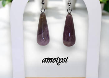 Kolczyki z AMETYSTU, ametyst, sople, krople #507