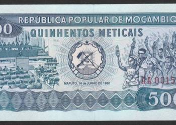 MOZAMBIK 500 METICAIS 1980 - STAN BANKOWY UNC