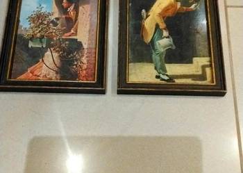 Obrazki Vintage w Drewnianej Ramce   - 2 szt Carl Spitzweg