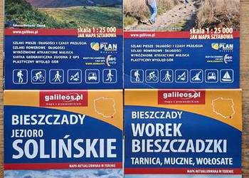 BIESZCZADY 1:25 000 mapy turystyczne 4 szt. w etui Galileos + gratis