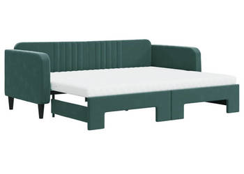 Sofa rozsuwana z materacami ciemnozielona aksamit 90x200 cm WM-3197089