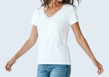 Damska bluzka biała bawełniana z krótkim rękawem Up2 Fashion 42/XL