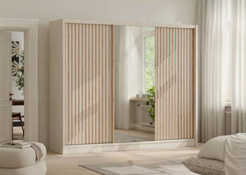 Szafa przesuwna London 250x215x61 (lamele, lustro, szuflady)