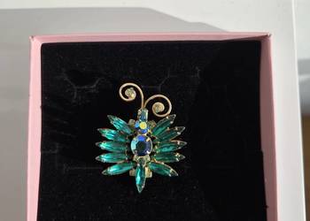Kolorowa broszka owad zielona złota niebieska