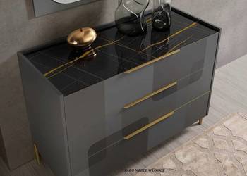 Włoska komoda do sypialni Bella Casa Lux nóżki szaro-złota