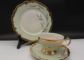 Zestaw śniadaniowy trio z porcelany, Weimar Porzellan ręcznie malowany