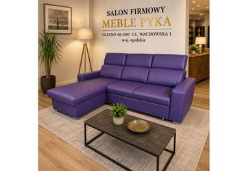 Narożnik w Skórze naturalnej 240x180cm ze  spaniem NOVARA - Wyprzedaż -50%