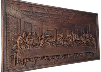 Ostatnia Wieczerza – drewniana płaskorzeźba ścienna, dekoracja religijna