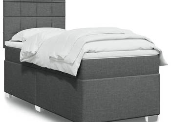 Łóżko kontynentalne z materacem ciemnoszara tkanina 90x190 cm WM-3290344