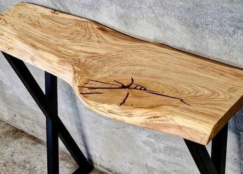 Konsola loft BLAT DĘBOWY DĄB z naturalna krawędź NA WYMIAR mal. PROSZKOWO