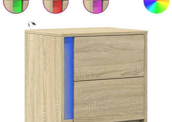 Szafki nocne z LED 2 szt. dąb sonoma materiał drewnopochodny WM-852052