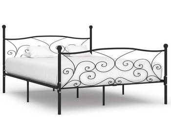 vidaXL Rama łóżka ze stelażem z listw, czarna, metalowa(SKU:284460)