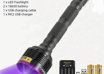 Latarka UV AloneFire SV56 30W 6 x395nm srebrny klosz plus ŁADOWARKA